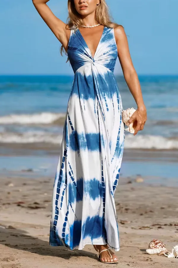 Slate & Snow Tie-Dve Twist Front Maxi Dress